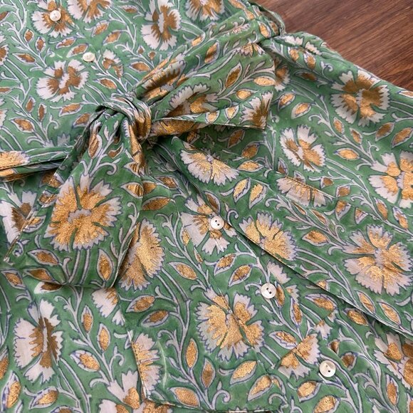 Oliphant Green Ruffle Collar Button Mini Dress - Picture 5 of 9